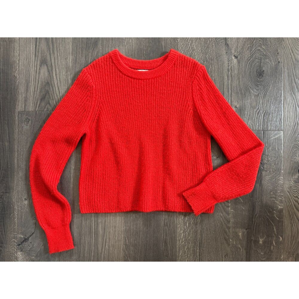 Rebecca Minkoff Bright Holiday Red‎ Mohair Wool Relaxed Fit Sweater M L
